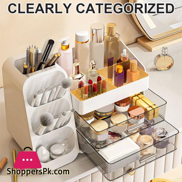 Plastic Desktop Organizer Cosmetic Container with Drawers
