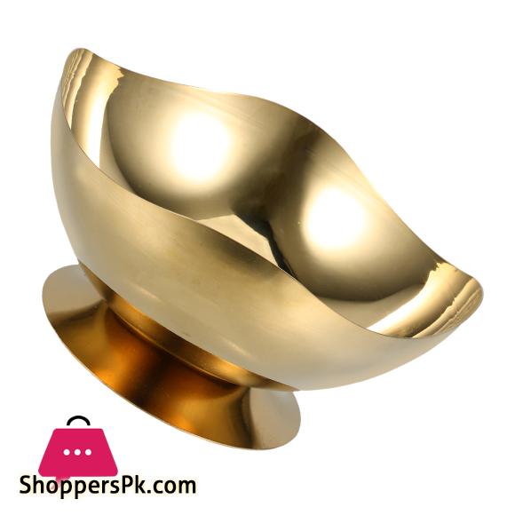 Stainless Steel Ice Cream Footed Salad Dessert Fruit Bowl Golden Large- 20CM