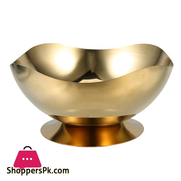 Stainless Steel Ice Cream Footed Salad Dessert Fruit Bowl Golden Large- 20CM
