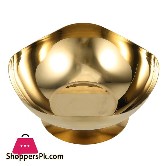 Stainless Steel Ice Cream Footed Salad Dessert Fruit Bowl Golden Large- 20CM
