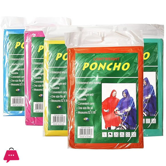 Adult Poncho Raincoat with Hoods Multicolor