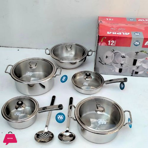 Alpha Stainless Steel 12-Piece Premium Cookware Gift Set