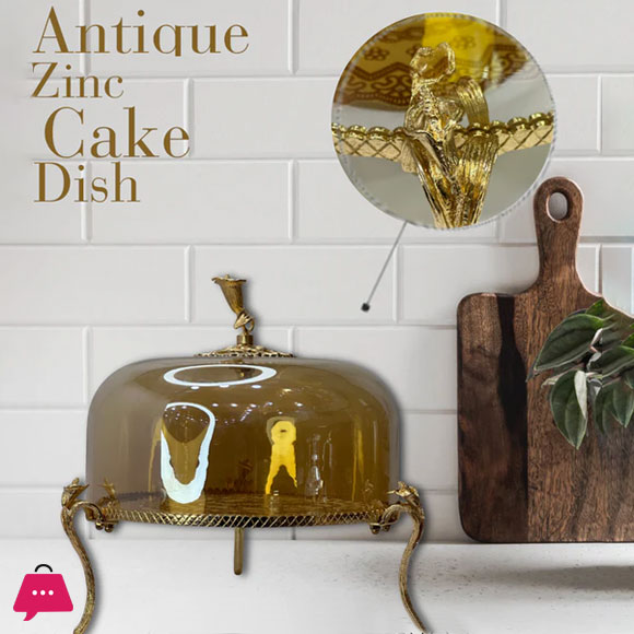 ANTIQUE ZINC CAKE DISH