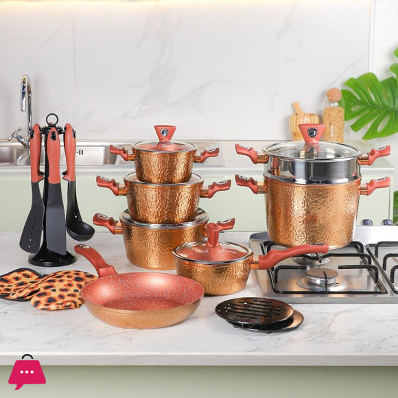 BAROLY Copper Effect Granite Cookware Set -23-piece