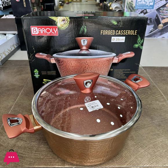 Baroly Non Stick Pot With Glass Lid Orange 24cm