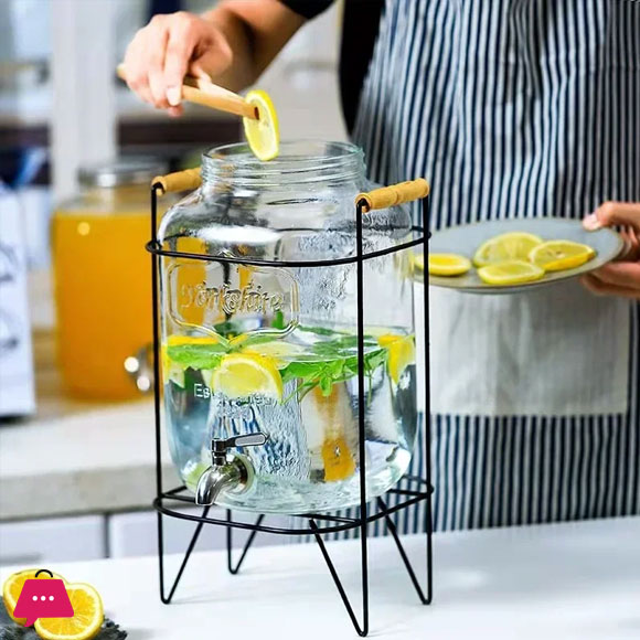 Beverage Bucket with Fauct Glass Juice Dispenser Beverage Dispenser - 8Liter