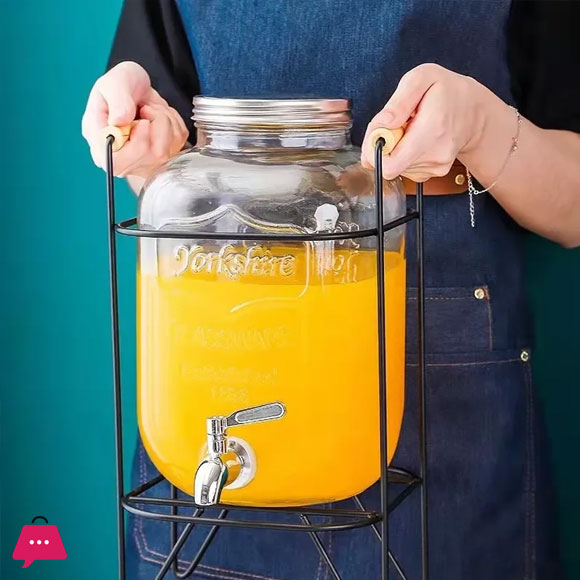 Beverage Bucket with Fauct Glass Juice Dispenser Beverage Dispenser - 8Liter