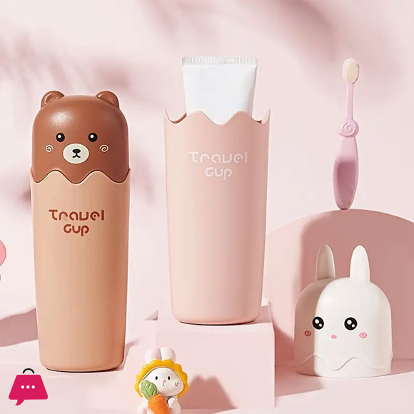Cartoon Toothbrush Cup Dental Kit Portable Family Wash Toiletry Toothpaste and Brush Box