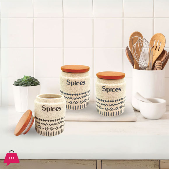 Ceramic Spice Jars Set of 3 200ml