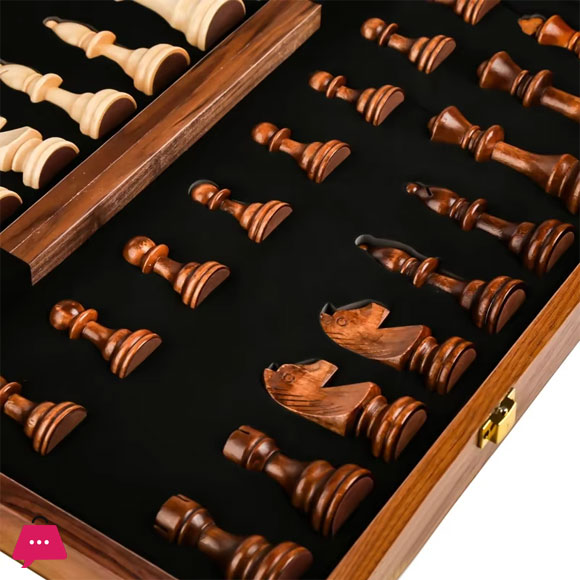 Chess Set - Magnetic Foldable Portable Solid Wood Chess Board