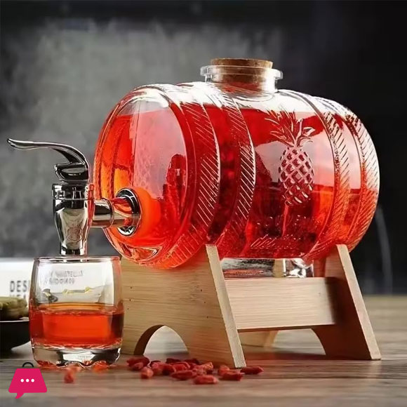 Glass Barrel Beverage Dispenser Decanter – 7.5 Liter