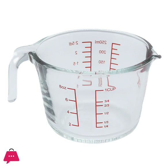 Danny Home Glass Measuring Jug With Red Lettering 250ML - 1Cup