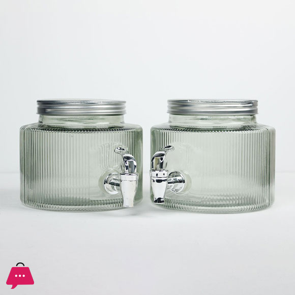 High Quality Glass Dispenser Beverages Container Double - 2 x 2.5 Liter