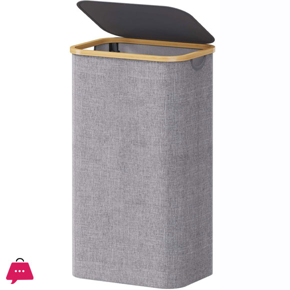 Laundry Basket with Bamboo Frame Multi Purpose Laundry Storage Baskets for Home - 60Liter