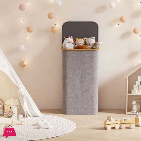 Laundry Basket with Bamboo Frame Multi Purpose Laundry Storage Baskets for Home - 60Liter