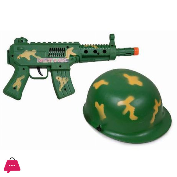 Military Toy for Kids Camouflage Army Helmet and Machine Gun Toy