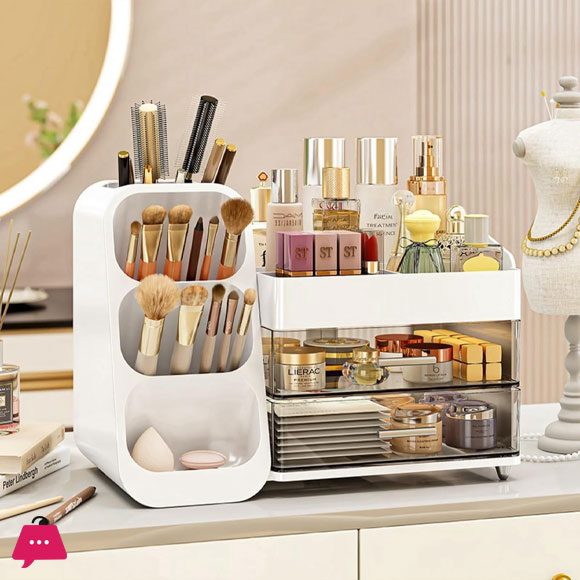 Plastic Desktop Organizer Cosmetic Container with Drawers