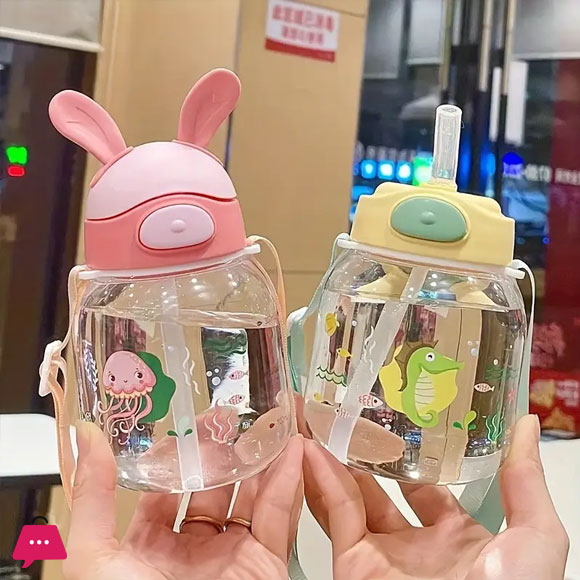 Straw Cup Girl Super Cute Cup Student Compact Leak-Proof Portable Water Bottle