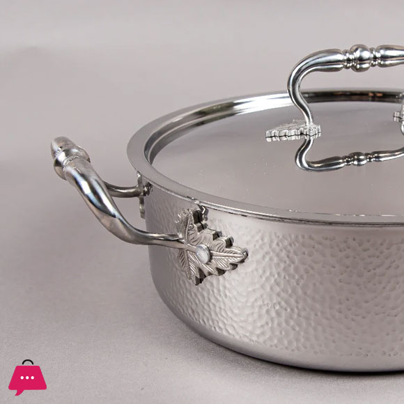 Tri-Ply Casserole With Lid Hand-Hammered Textured – 24CM