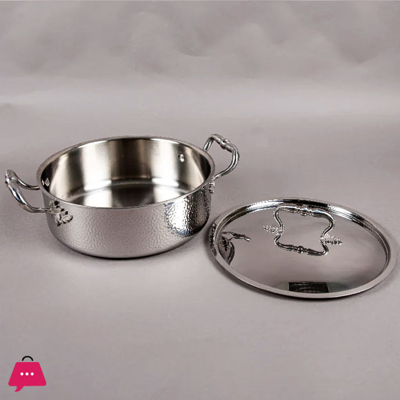 Tri-Ply Casserole With Lid Hand-Hammered Textured – 24CM