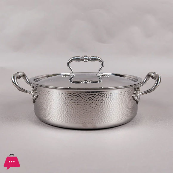 Tri-Ply Casserole With Lid Hand-Hammered Textured – 24CM