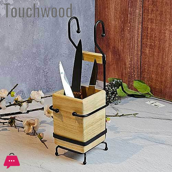 Touch Wood Hanging Spoon Holder Next To The Dishwasher
