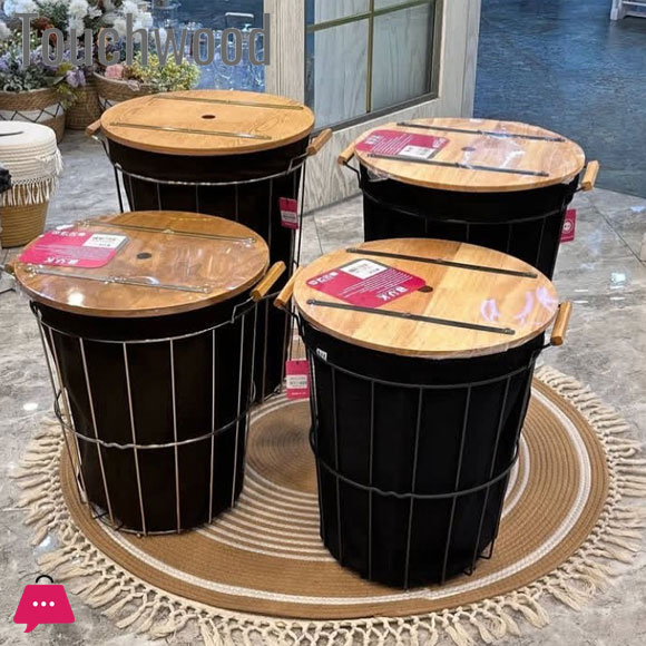 Touch Wood Modern Laundry Basket with Wooden Lid