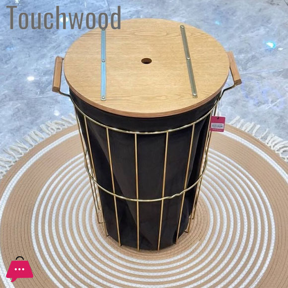 Touch Wood Modern Laundry Basket with Wooden Lid
