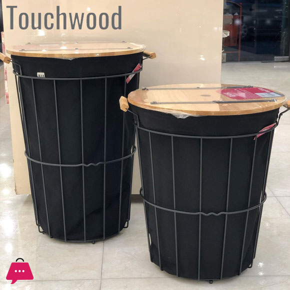 Touch Wood Modern Laundry Basket with Wooden Lid