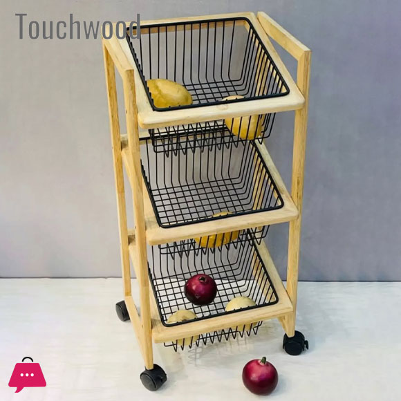 Touch Wood Modern Potato Onion Basket 2-Steps & 3 Steps