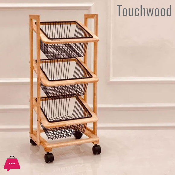 Touch Wood Modern Potato Onion Basket 2-Steps & 3 Steps