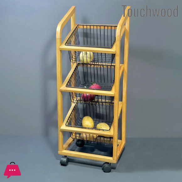 Touch Wood Modern Potato Onion Basket 2-Steps & 3 Steps