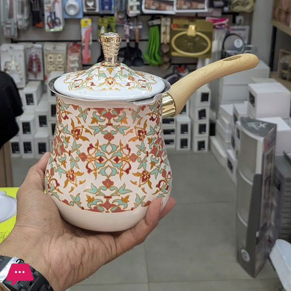 Turkish Coffee Pot with Long Wooden with Lid Arabic Heavy Duty 550/720ML