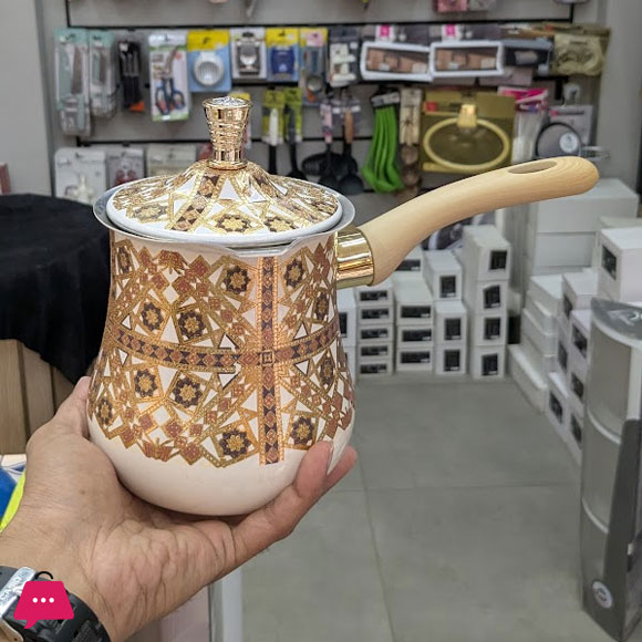 Turkish Coffee Pot with Long Wooden with Lid Arabic Heavy Duty 550/720ML