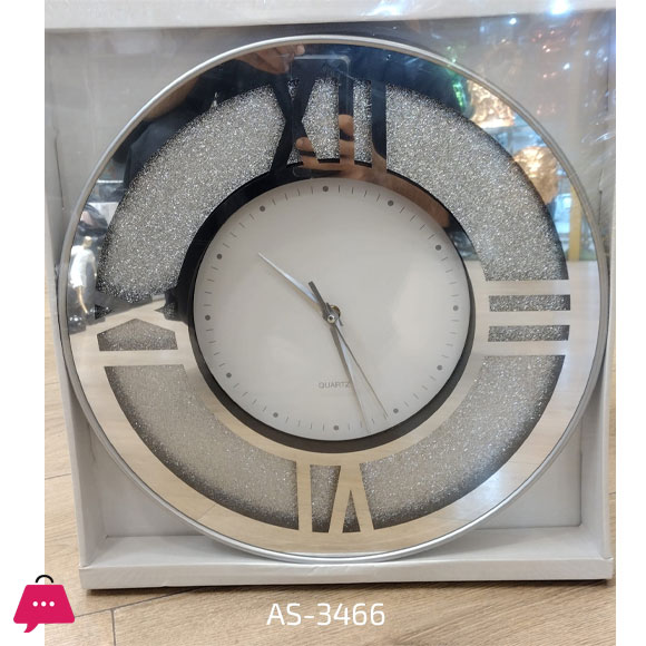 Wall Clock Round Mirrored Glitter Design 20 inch