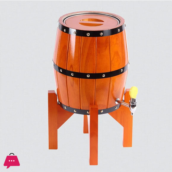 Wooden Barrel Inner Stainless Steel Beverages Dispenser - 3Liter