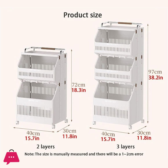 3-Tier Laundry Baskets Laundry Hamper Basket with Wheels