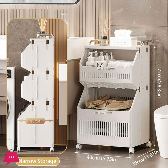 2-Tier Laundry Baskets Laundry Hamper Basket with Wheels