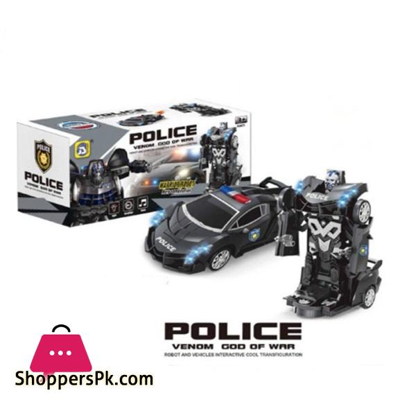 2in1 Transformation Transformer Police Robot Collision Car Toys With Music & Lights