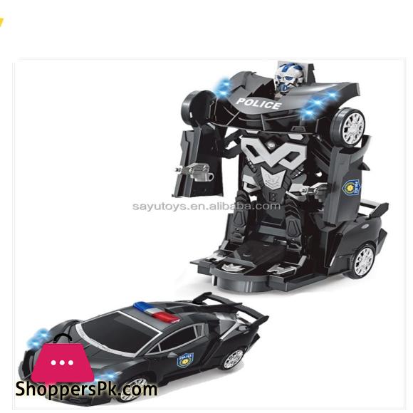2in1 Transformation Transformer Police Robot Collision Car Toys With Music & Lights