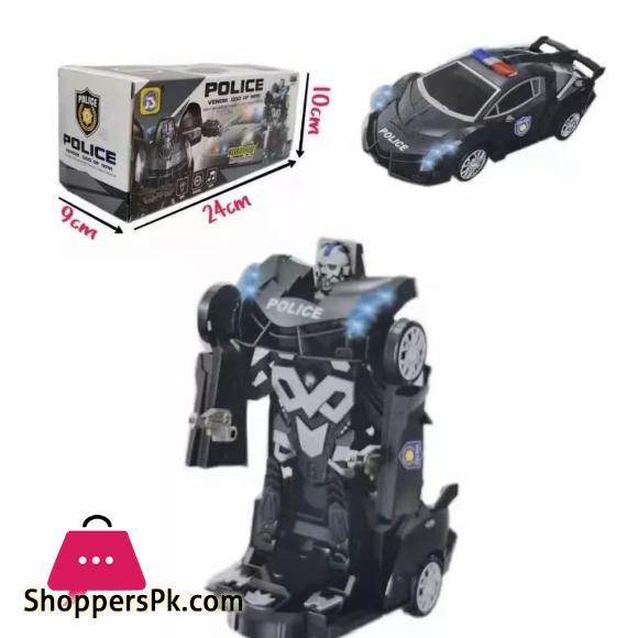 2in1 Transformation Transformer Police Robot Collision Car Toys With Music & Lights