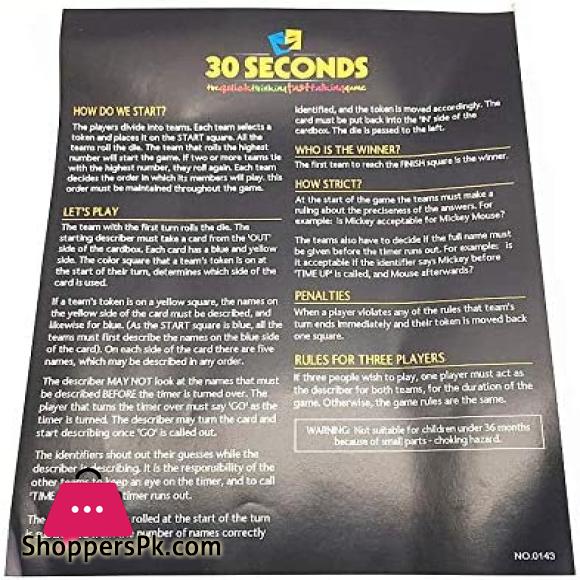 30 SECONDS Board Game Birthday Gift and Family Game
