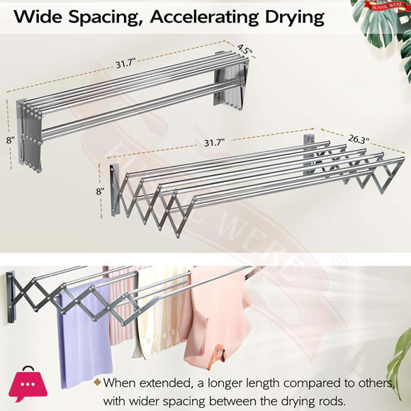 304 Stainless Steel Wall Mounting Foldable Cloth Drying Rack