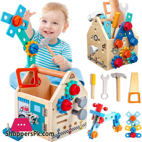 Childrens Wooden Toolbox Set Toys Simulation Maintenance Tool Repair Toys Montessori Screw Puzzle Kids Pretend Play Toys