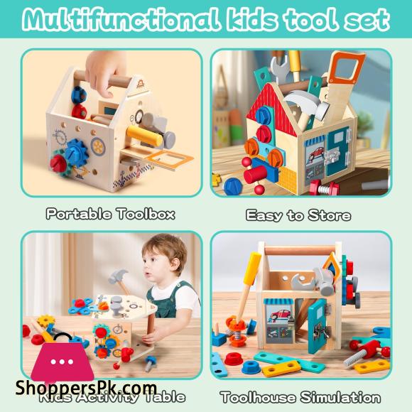 Childrens Wooden Toolbox Set Toys Simulation Maintenance Tool Repair Toys Montessori Screw Puzzle Kids Pretend Play Toys