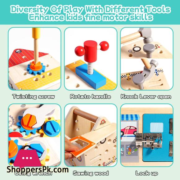 Childrens Wooden Toolbox Set Toys Simulation Maintenance Tool Repair Toys Montessori Screw Puzzle Kids Pretend Play Toys