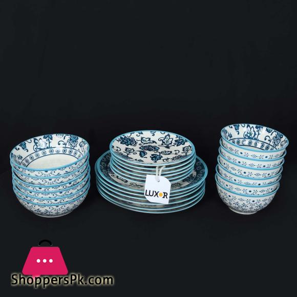 Danny Home Vintage Floral Teal Design Dinner Set 24pcs