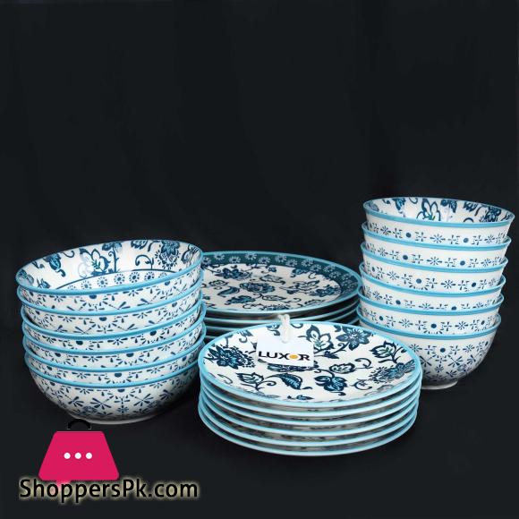 Danny Home Vintage Floral Teal Design Dinner Set 24pcs