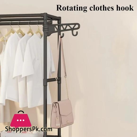 Detchable Solid Color Metal Double Row Clothes Rack – Spacious Design for Living Room and Bedroom