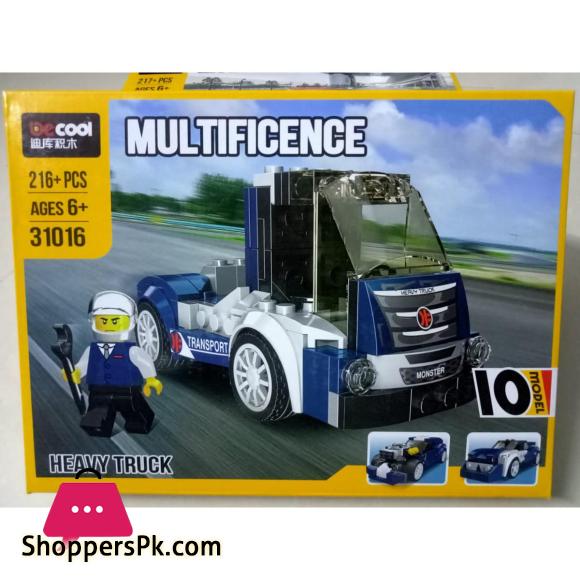 Original BECOOL BRICKS HEAVY TRUCK PULL BACK Bike Legos 216 +pcs (10 models)Legos